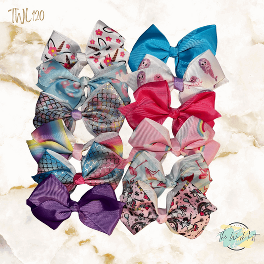 Girl's assorted Ribbon Print Medium Bow Decor Hair Clip.